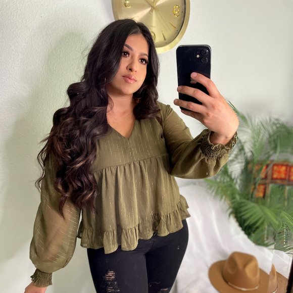 Tops - Olive Peplum Top